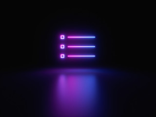 Obraz premium Blue and purple neon light icon isolated in black background. Vibrant colors, laser show. 3d rendering - illustration.