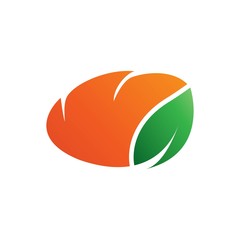 Colorful organic bread logo with green leaf