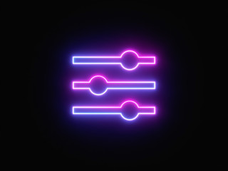 Blue and purple neon light icon isolated in black background. Vibrant colors, laser show. 3d rendering - illustration.