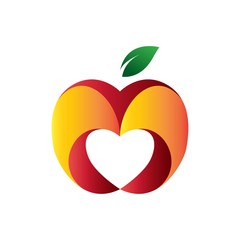 Abstract love red apple logo