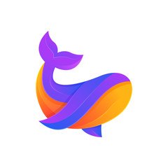 Whale Modern Logo Illustration Vector Template