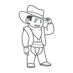 simple Coloring page of cartoon sheriff or american cowboy. Coloring book design for kids and children
