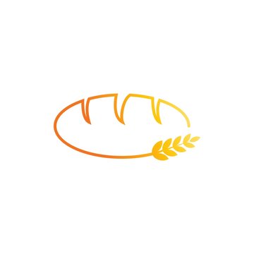 Outline bread logo with wheat