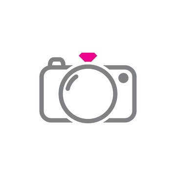 Cute wedding photography logo with pink diamond