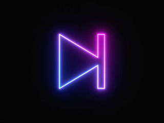 Blue and purple neon light icon isolated in black background. Vibrant colors, laser show. 3d rendering - illustration.