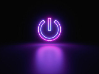 Blue and purple neon light icon isolated in black background. Vibrant colors, laser show. 3d rendering - illustration.