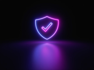 Blue and purple neon light icon isolated in black background. Vibrant colors, laser show. 3d rendering - illustration.