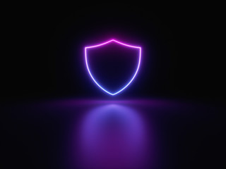 Blue and purple neon light icon isolated in black background. Vibrant colors, laser show. 3d rendering - illustration.