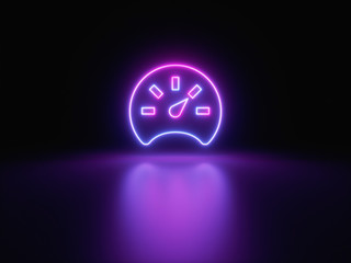 Blue and purple neon light icon isolated in black background. Vibrant colors, laser show. 3d rendering - illustration.