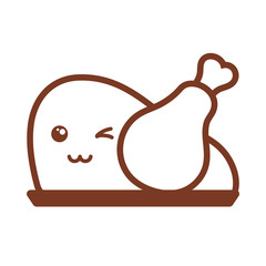 grilled chicken , line style icon