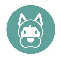 head of cute dog, block and flat style icon