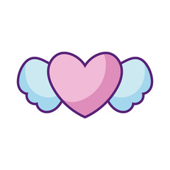 heart with wings icon, flat style