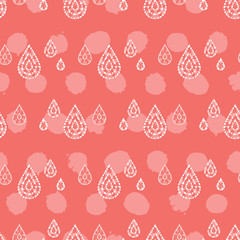 Vector red shibori teardrop rows with background dots seamless pattern. Suitable for textile, gift wrap and wallpaper.