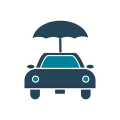 car and umbrella silhouette style icon vector design