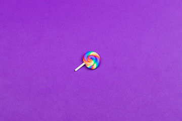 Colorful candy. lollipop isolated on color background. copy space