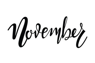 november text in brush style vector