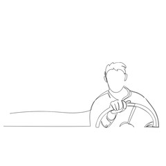 driver. vector contour image of a person driving a car. one continuous line