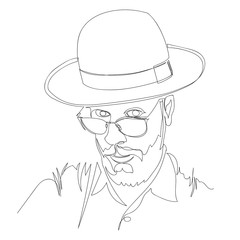 Orthodox Jew. portrait of a believer. the man in the hat is a continuous line