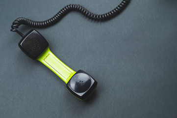 Telephone handset. phone receiver isolated on color background. old communication technology