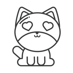 Naklejka premium cute cat on white background, line style icon