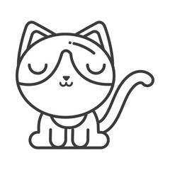 cute cat on white background, line style icon