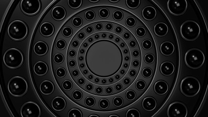3d rendering. modern black sphere circle plat tunnel wall background.