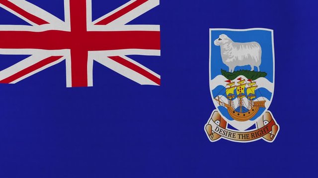 Loopable: Flag of Falkland Islands...Falkland Island official flag gently waving in the wind. Highly detailed fabric texture for 4K resolution. 15 seconds loop.