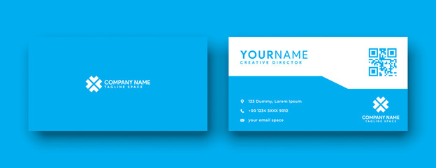 clean blue business card design. flat and modern style business card template . double sided minimalist business card 