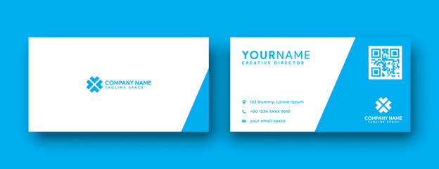 clean blue business card design. flat and modern style business card template . double sided minimalist business card 