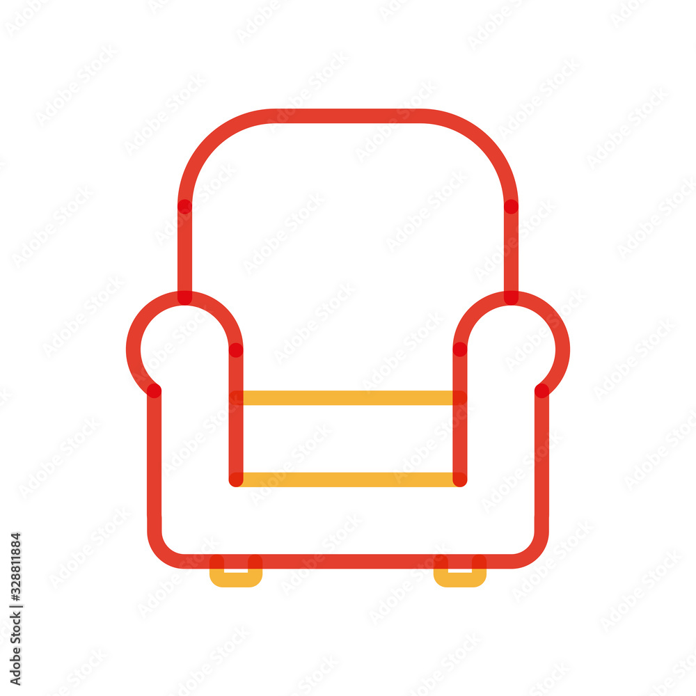 Poster isolated chair multiply line style icon vector design
