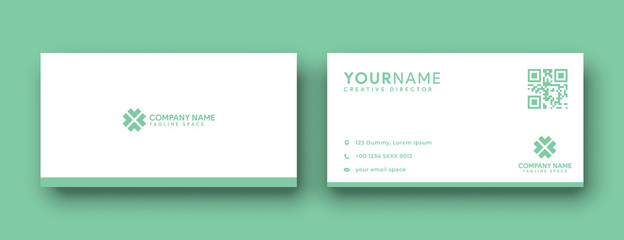 green business card . flat and clean business card design . modern minimalist design