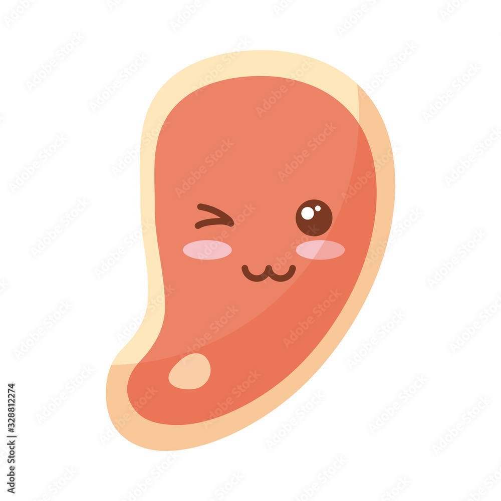 Sticker piece of meat on white background