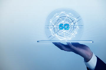 5G icon network with Businessman, technology 5g concept