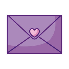 envelope with heart icon, flat style
