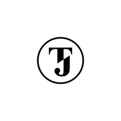 minimalist initial TJ letter logo vector