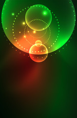 Neon shiny transparent glowing circles with light effects. Techno futuristic vector abstract background For Wallpaper, Banner, Background, Card, Book Illustration, landing page