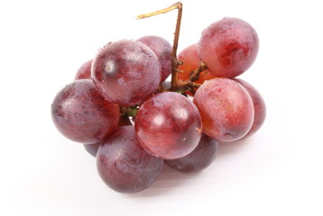 Red grape with water drops, closeup, isolated on white background