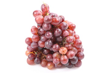 Fototapeta premium Red grape with water drops, closeup, isolated on white background