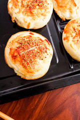 The toasted steamed bread on the plate