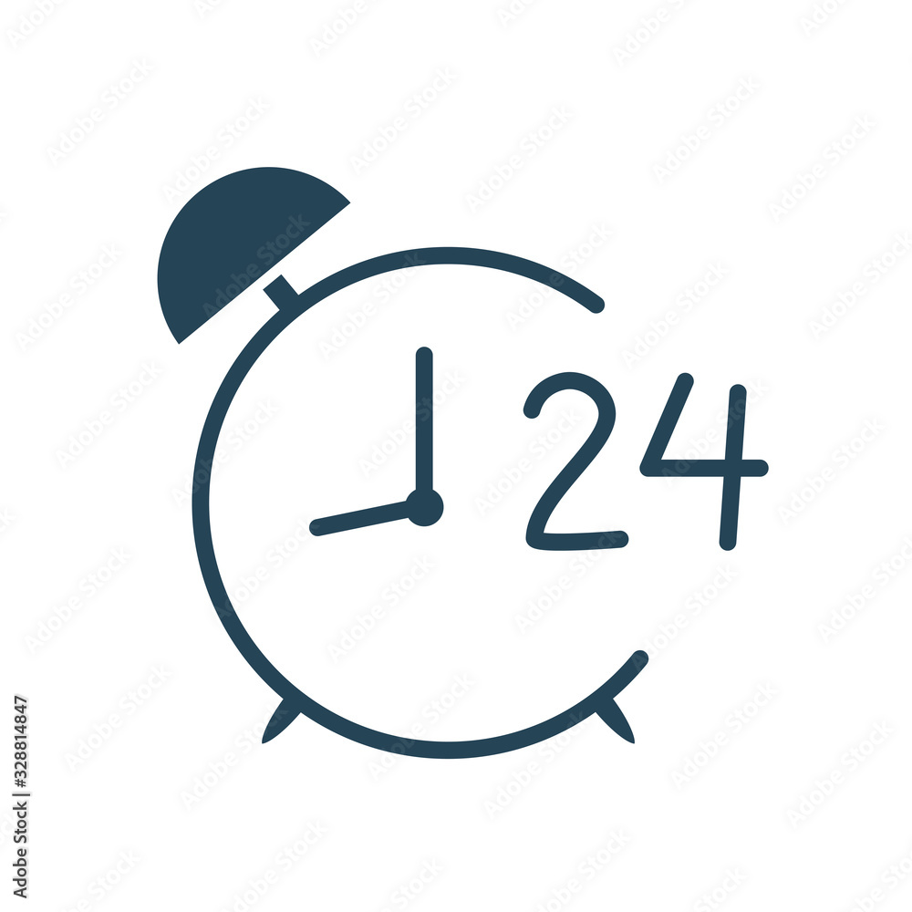 Poster isolated clock with 24 hours arrow silhouette style icon vector design