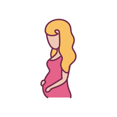 Woman pregnant line and fill style icon vector design
