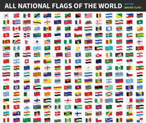 All official national flags of the world . Waving design . Vector © stockdevil