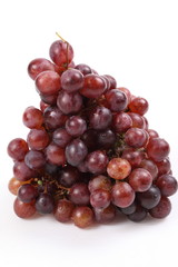 Red grape with water drops, closeup, isolated on white background