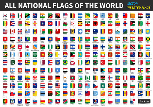 All official national flags of the world . Inserted design . Vector