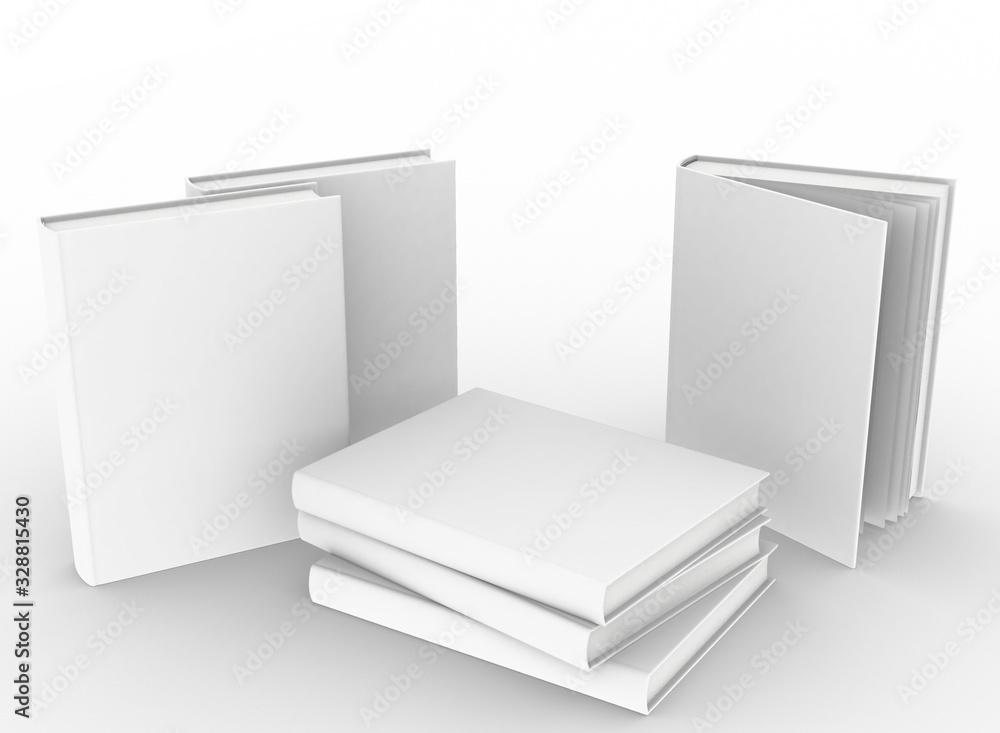 Poster template empty book mockup set white background , 3d rendering