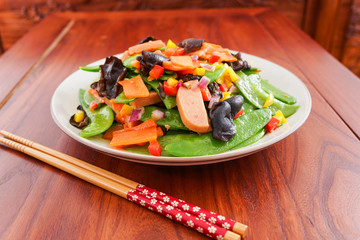 Fried lunch meat Can with vegetables