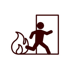 exit avatar and flame line style icon vector design