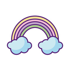 rainbow and clouds icon, flat style