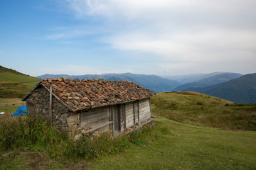 Fototapeta na wymiar Village house with amazing view in Trabzon Plateau in turkey