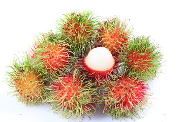 Rambutan on white background